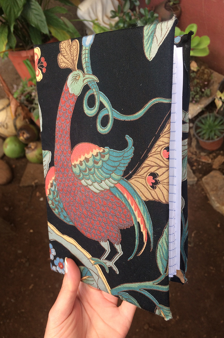 A colorful handmade journal.