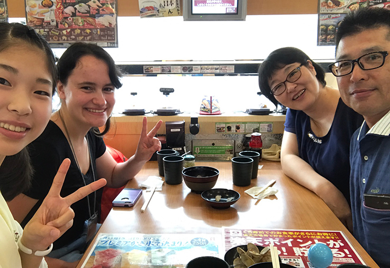 Greenheart Traveler, Maggie, with her Japanese host family.